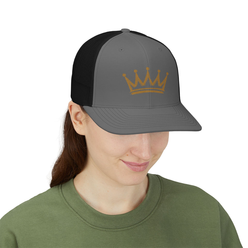 Gold Crown Graphic Snapback Trucker Cap | Mesh Back Hat
