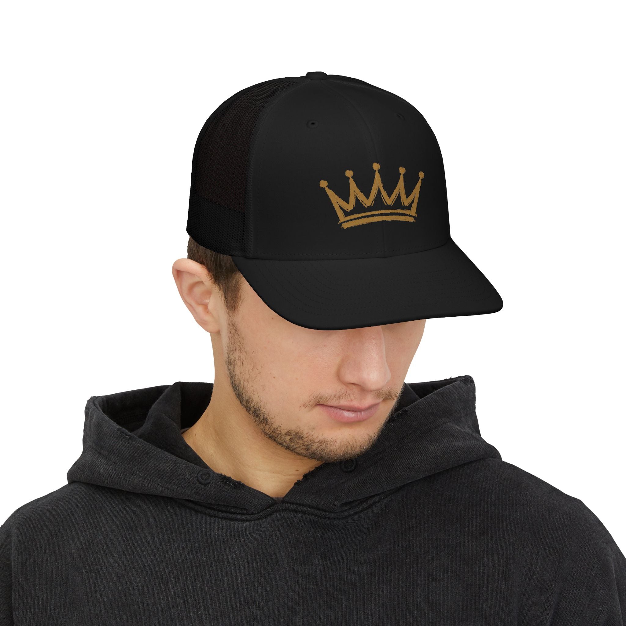 Gold Crown Graphic Snapback Trucker Cap | Mesh Back Hat