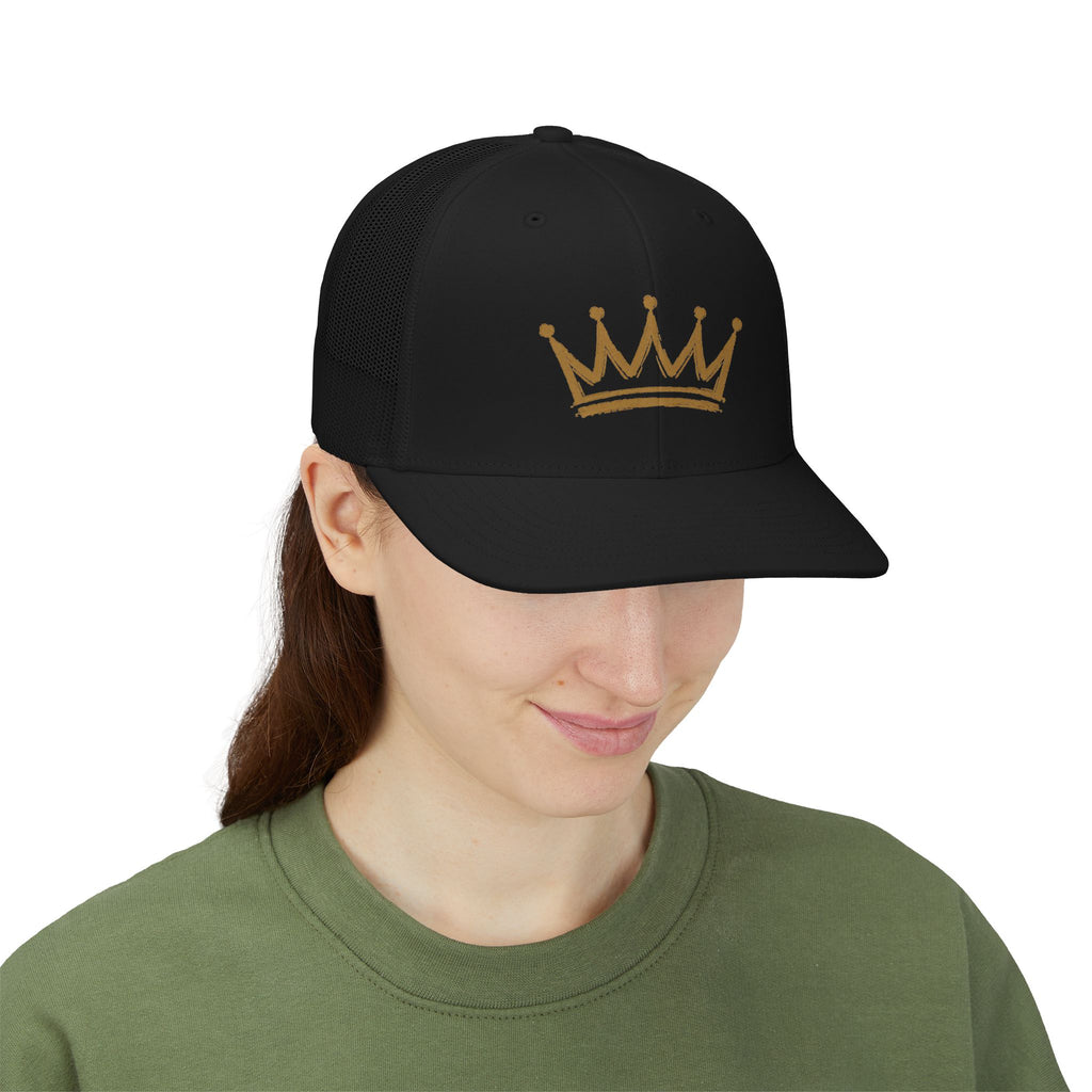 Gold Crown Graphic Snapback Trucker Cap | Mesh Back Hat