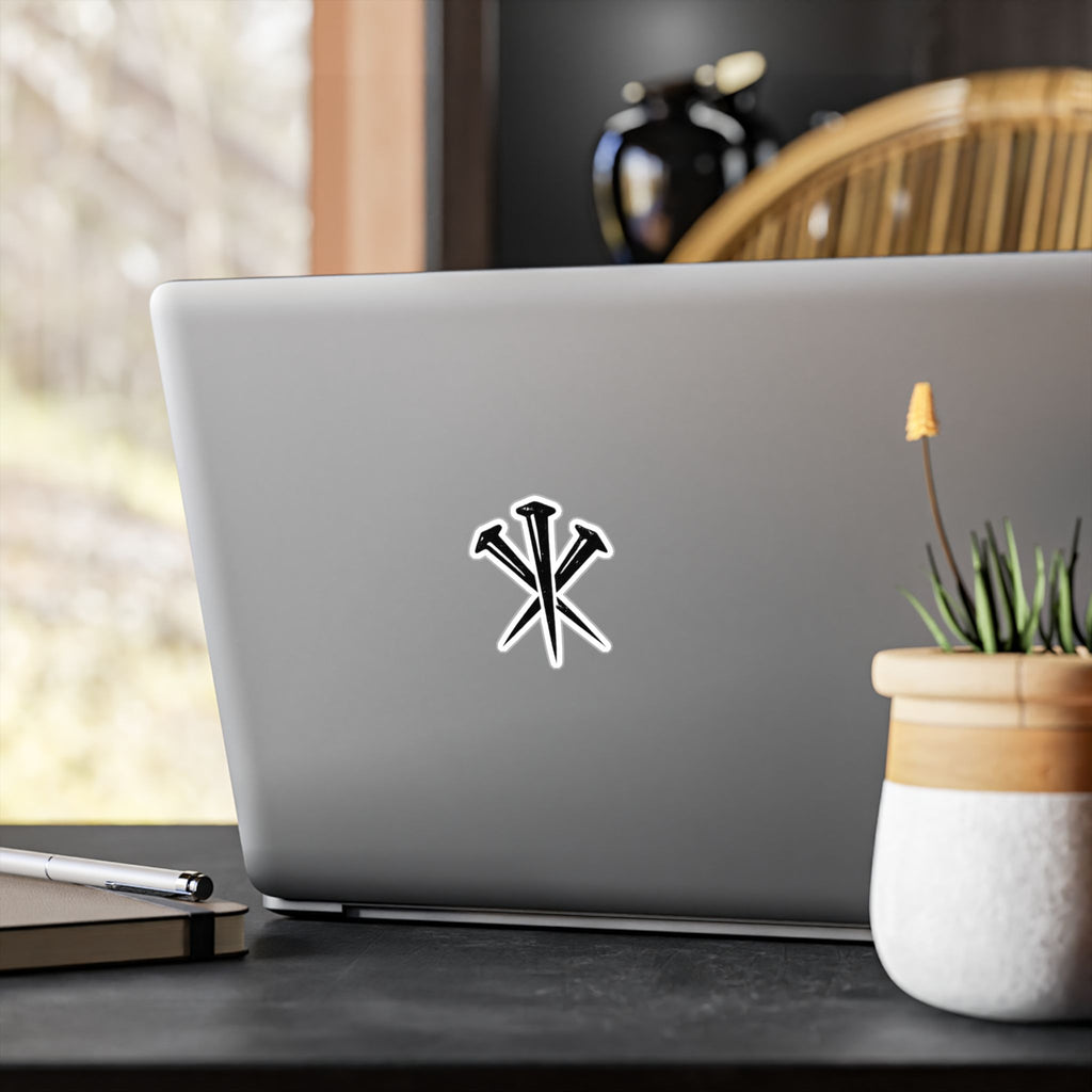 Three Crossed Nails Kiss-Cut Vinyl Decal | Industrial Nail Logo