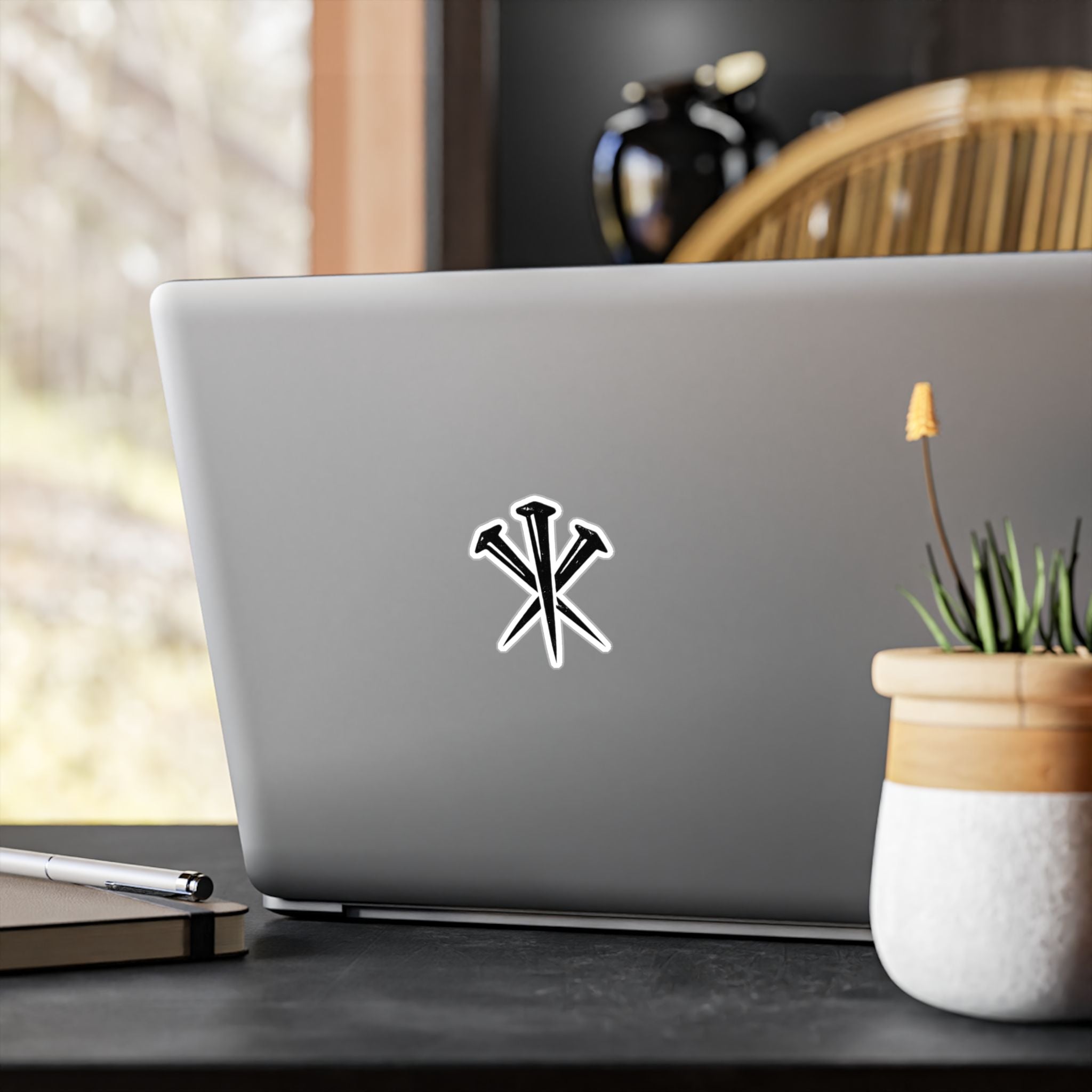 Three Crossed Nails Kiss-Cut Vinyl Decal | Industrial Nail Logo