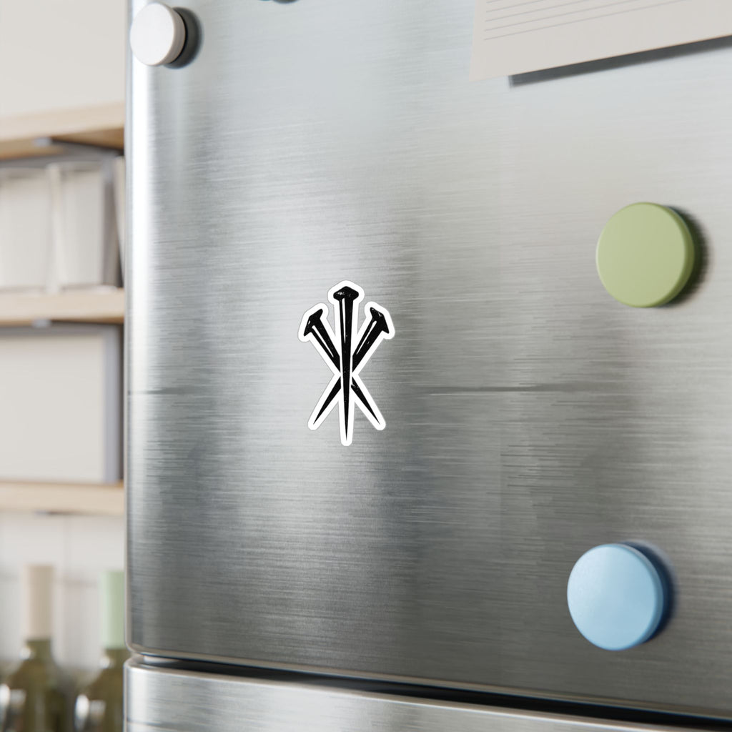 Three Crossed Nails Kiss-Cut Vinyl Decal | Industrial Nail Logo