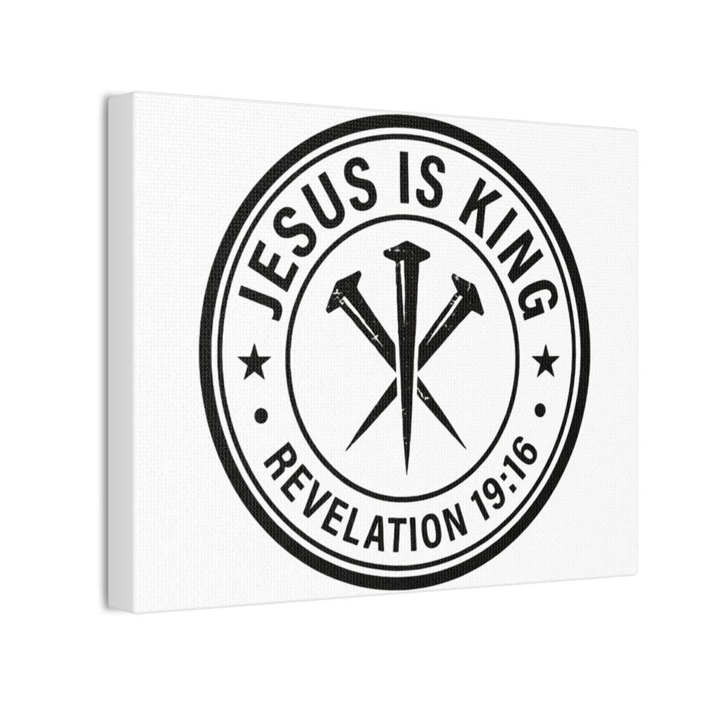 Jesus Is King logo Canvas, Revelation 19:16 religious wall art