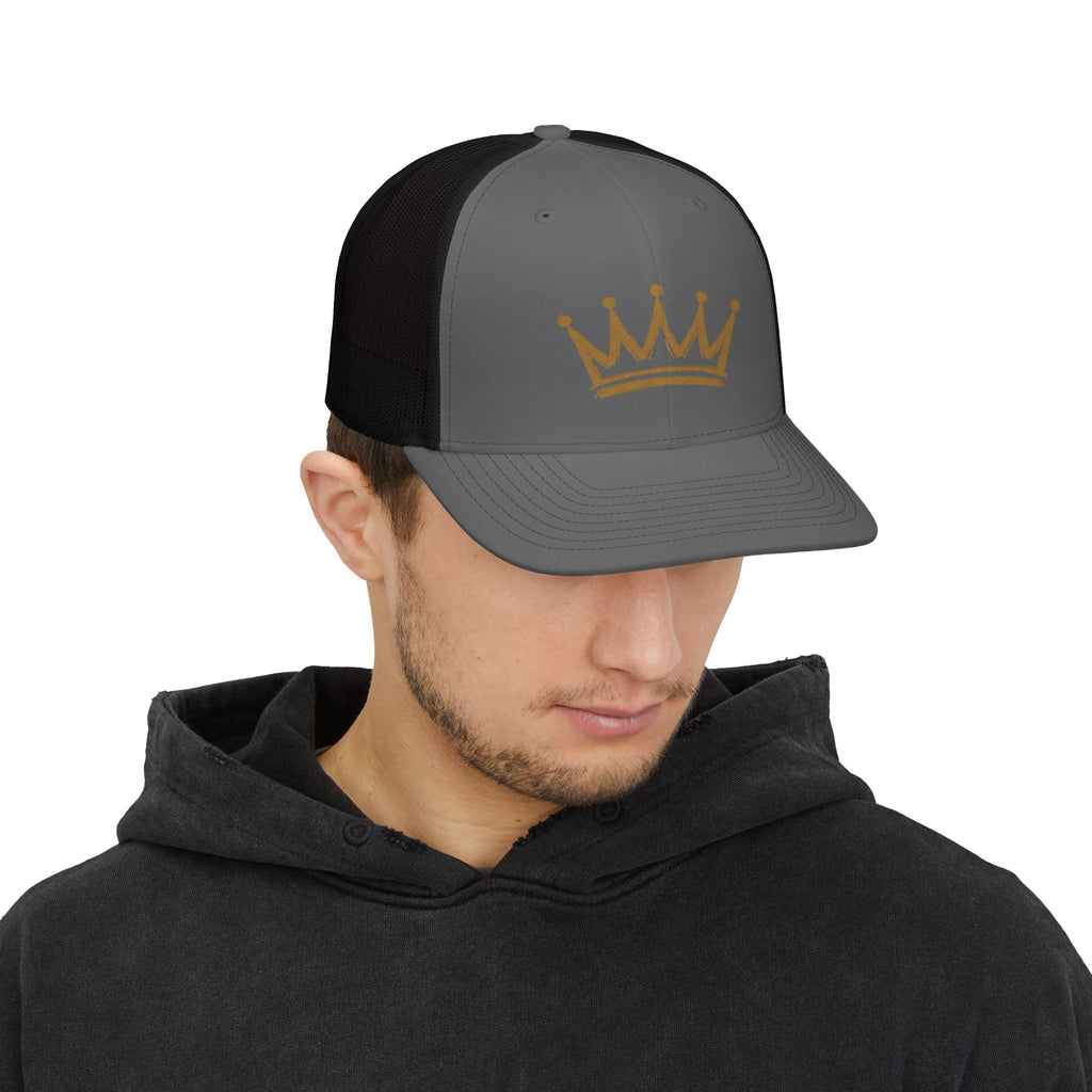 Gold Crown Graphic Snapback Trucker Cap | Mesh Back Hat