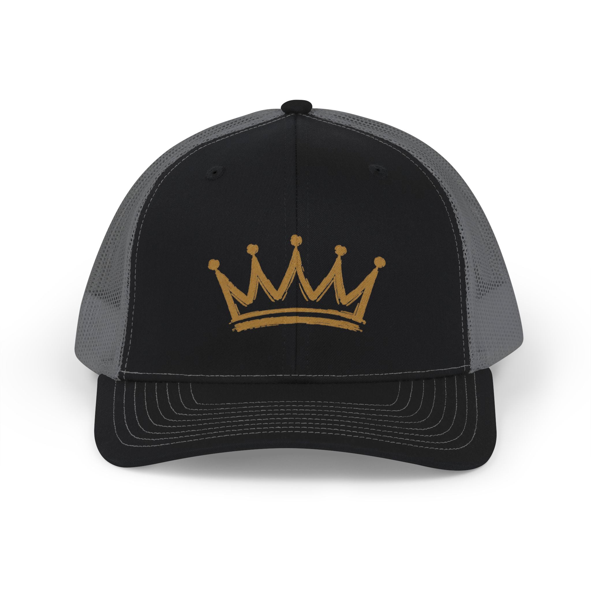 Gold Crown Graphic Snapback Trucker Cap | Mesh Back Hat