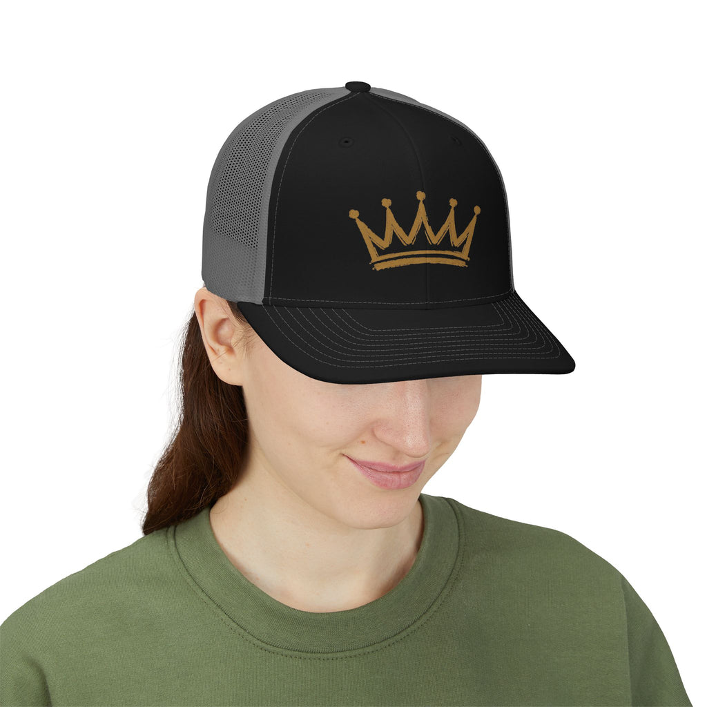 Gold Crown Graphic Snapback Trucker Cap | Mesh Back Hat