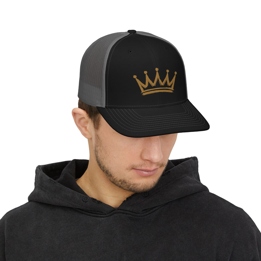 Gold Crown Graphic Snapback Trucker Cap | Mesh Back Hat