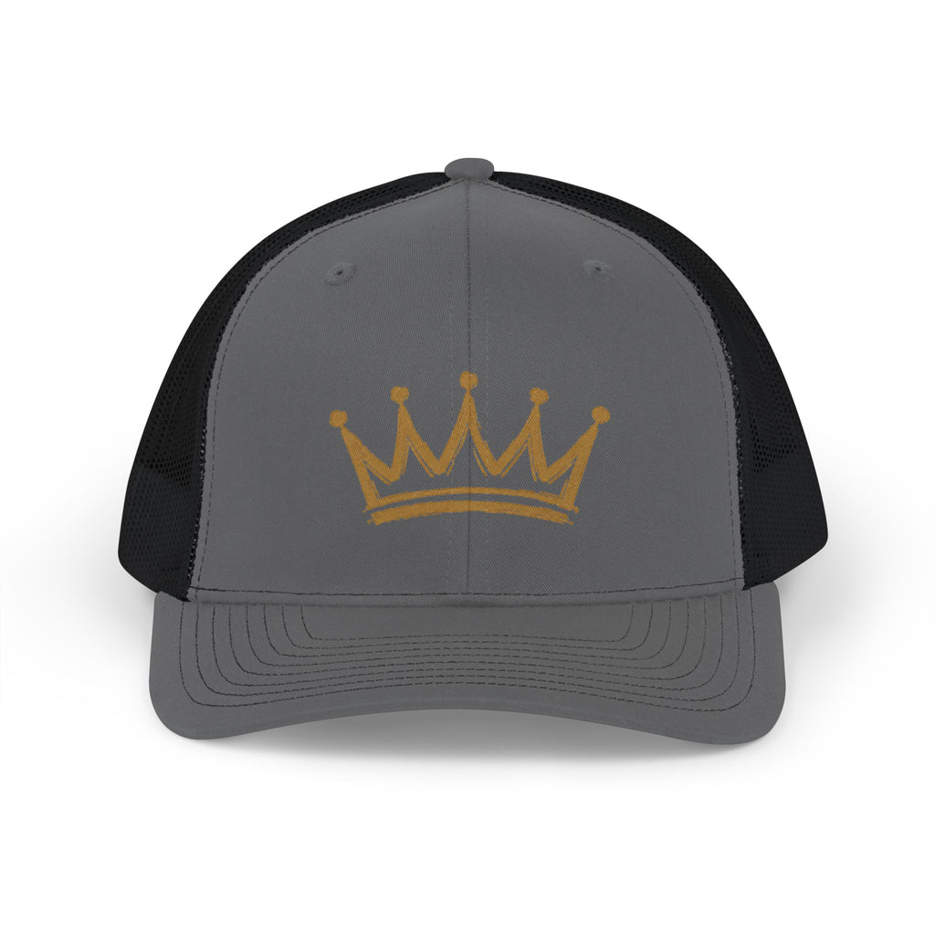 Gold Crown Graphic Snapback Trucker Cap | Mesh Back Hat