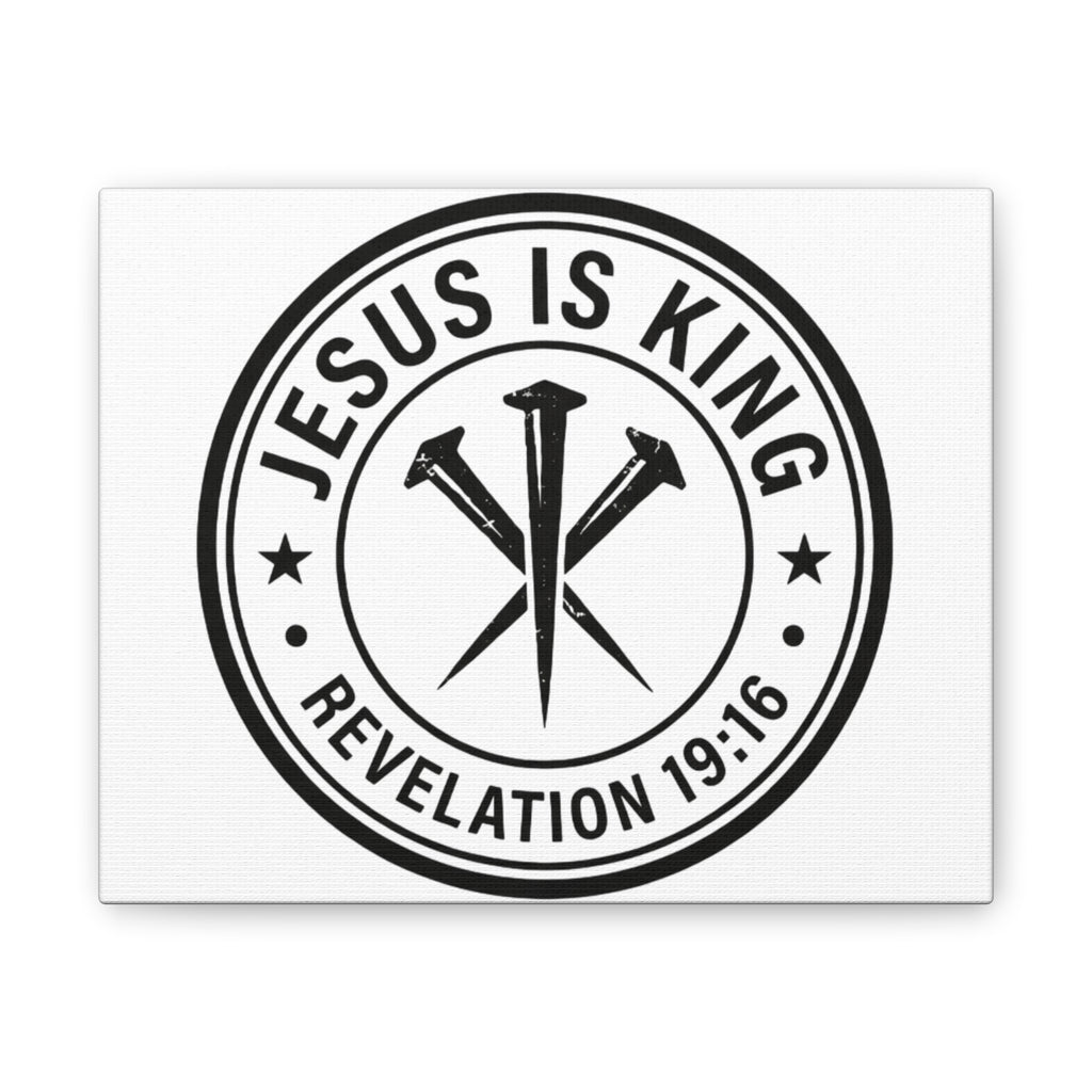 Jesus Is King logo Canvas, Revelation 19:16 religious wall art